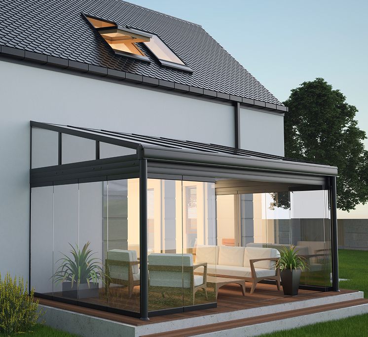 Sommergarten 3D-Illustration an einem Haus